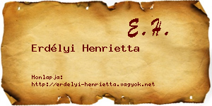 Erdélyi Henrietta névjegykártya